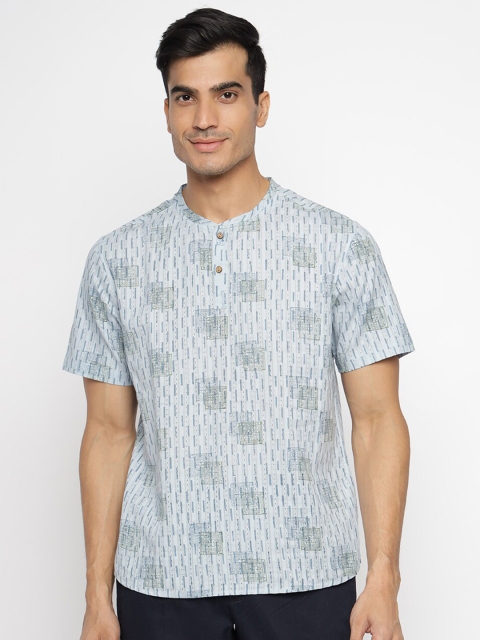 

Fabindia Men Blue Slim Fit Printed Cotton Casual Shirt