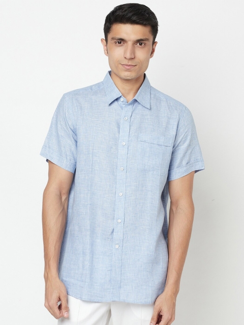 

Fabindia Men Blue Linen Casual Shirt