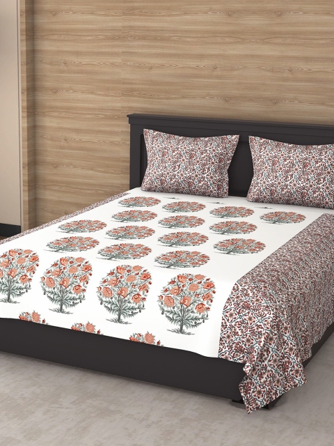 

Varde Red & White Ethnic Motifs Cotton 180 TC King Bedsheet with 2 Pillow Covers