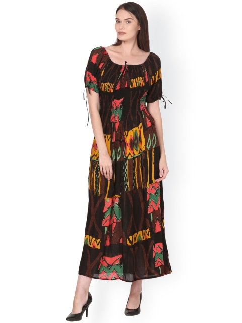 

Saadgi Women Black Printed Maxi Dress