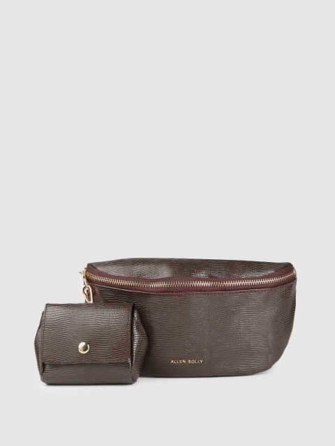 

Allen Solly Women Chocolate Brown Animal Textured Waist Pouch with Purse