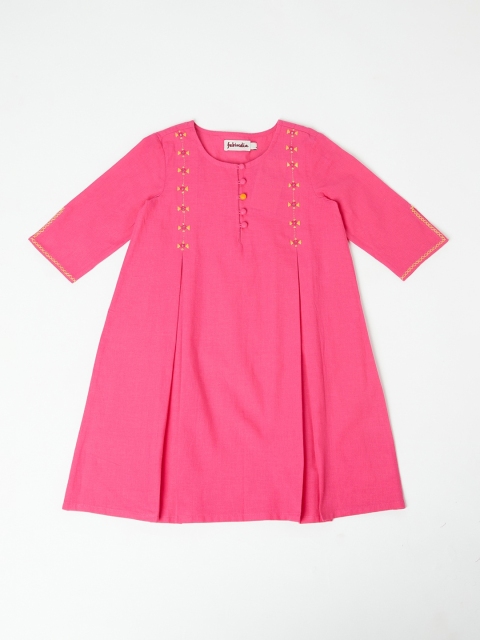 

Fabindia Girls Pink Thread Work Handloom Kurta