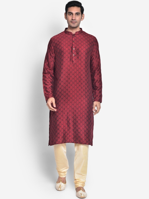 

KISAH Men Maroon Ethnic Motifs Printed Kurta
