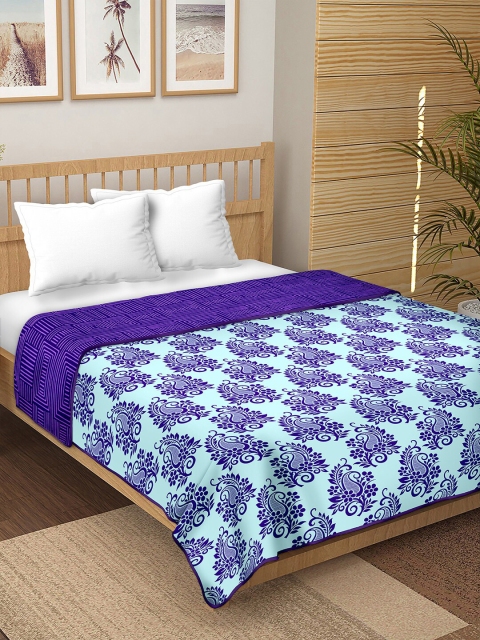 

BELLA CASA Unisex Blue AC Room 150 GSM Reversible Double Bed Dohar