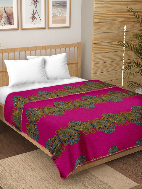 

BELLA CASA Pink & Blue Geometric AC Room 150 GSM Double Bed Dohar