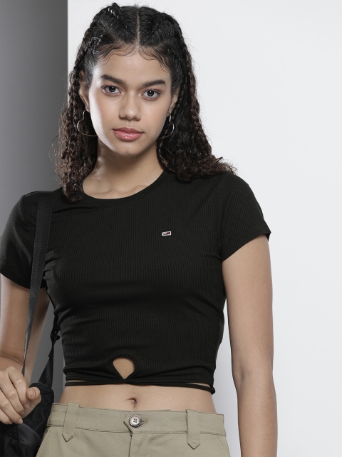 

Tommy Hilfiger Women Black Striped T-shirt