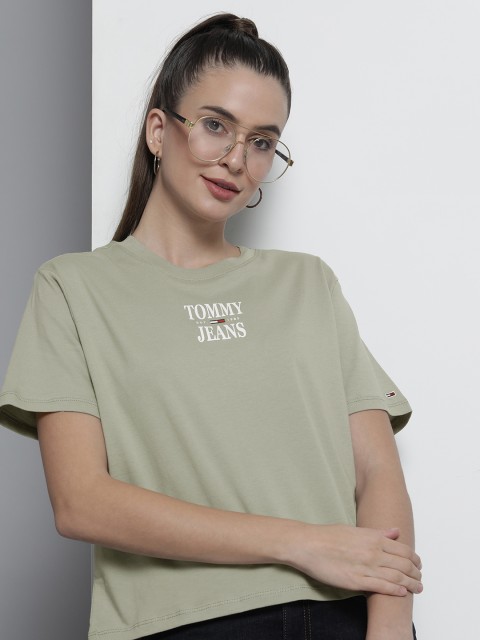 

Tommy Hilfiger Women Green Drop-Shoulder Sleeves T-shirt
