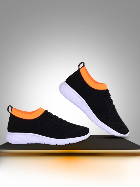 

M7 by Metronaut Men Black & Orange Woven Design Sneakers