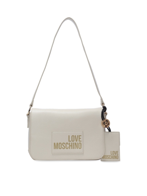 

LOVE MOSCHINO Cream-Coloured Textured Leather Structured Sling Bag