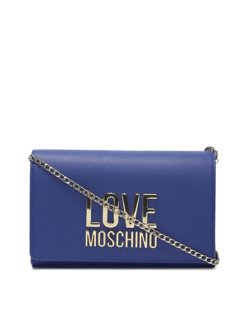 

LOVE MOSCHINO Blue Embellished Leather Structured Sling Bag