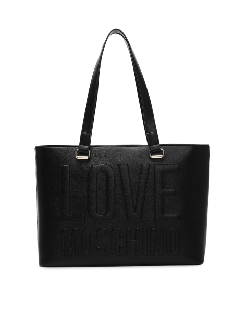 

LOVE MOSCHINO Black Textured Leather Structured Shoulder Bag