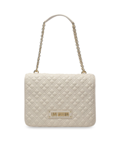 

LOVE MOSCHINO Cream-Coloured Textured Leather Structured Sling Bag