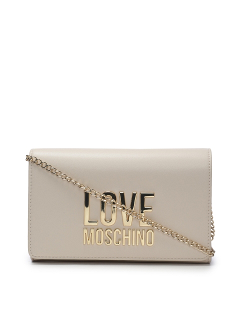 

LOVE MOSCHINO Cream-Coloured Leather Structured Sling Bag