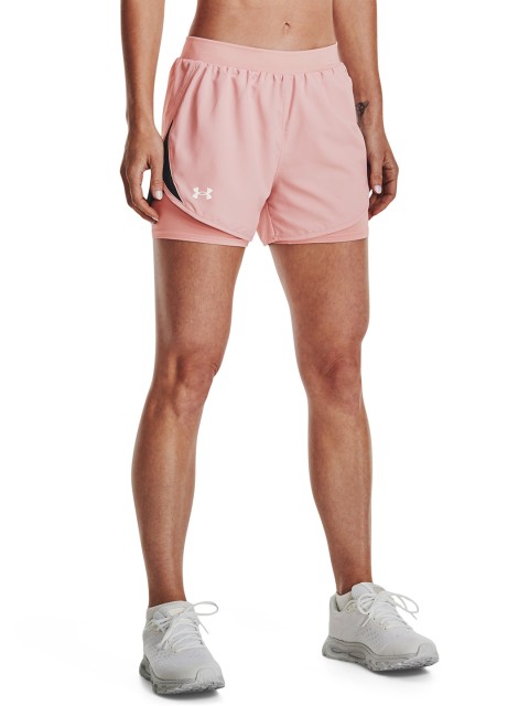

UNDER ARMOUR Women Pink Streamlined Fit Running Sports Fly By 2.0 2N1 Short