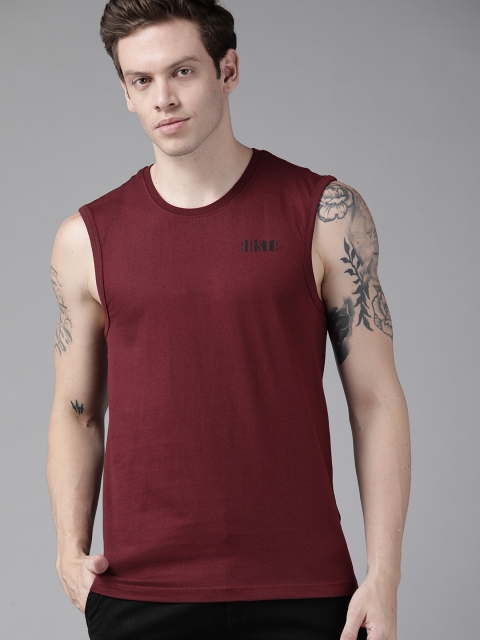 

Roadster Men Maroon Typography Pure Cotton T-shirt