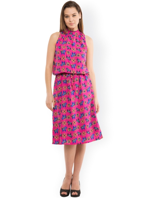 

Folklore Women Pink Printed Blouson Dress