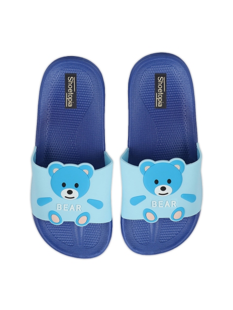 

Shoetopia Kids Blue Printed Rubber Sliders
