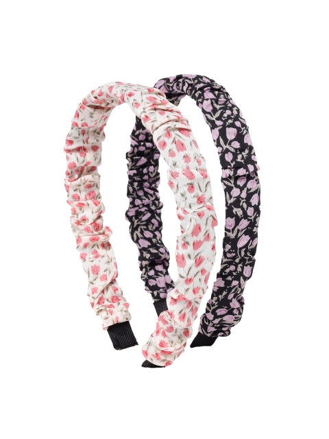 

Yellow Bee Girls Black & White Set of 2 Floral Printed Hairband