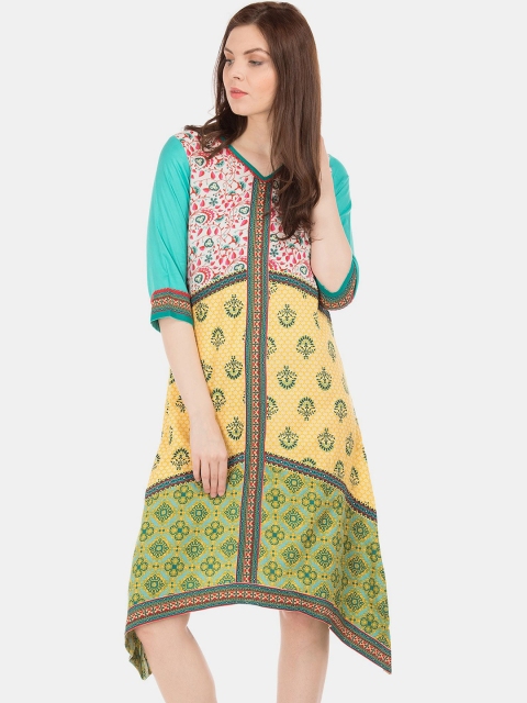 

Anahi Blue & Yellow Ethnic Motifs A-Line Dress