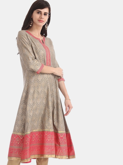 

Anahi Women Grey & Beige Ethnic Motifs Anarkali Kurta