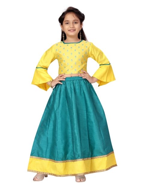 

Aarika Girls Yellow & Blue Embroidered Ready to Wear Lehenga Choli