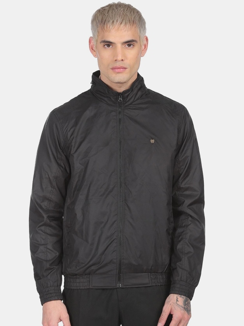 

Ruggers Men Black Solid Bomber Jacket