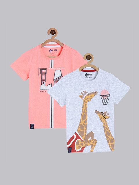 

3PIN Boys Pack of 2 Printed T-shirt, Pink