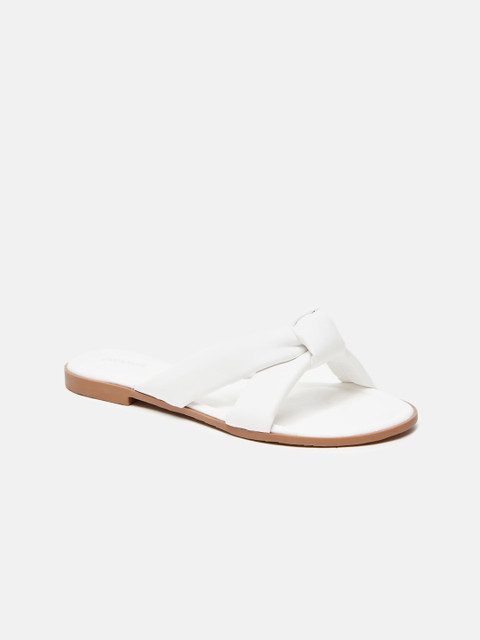 

shoexpress Women White Open Toe Flats with Knot Detail