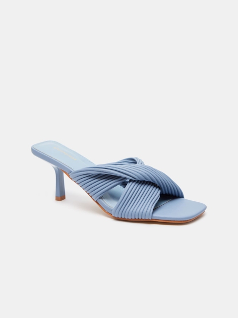 

shoexpress Blue Textured PU Slim Heels