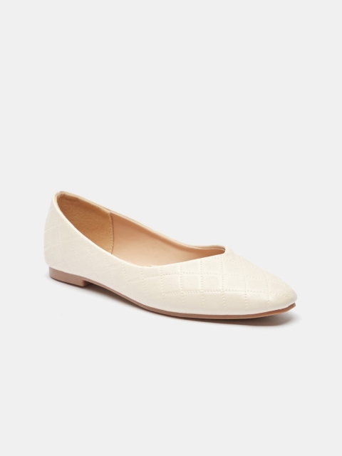 

shoexpress Women Beige Textured PU Slip-On Ballerinas