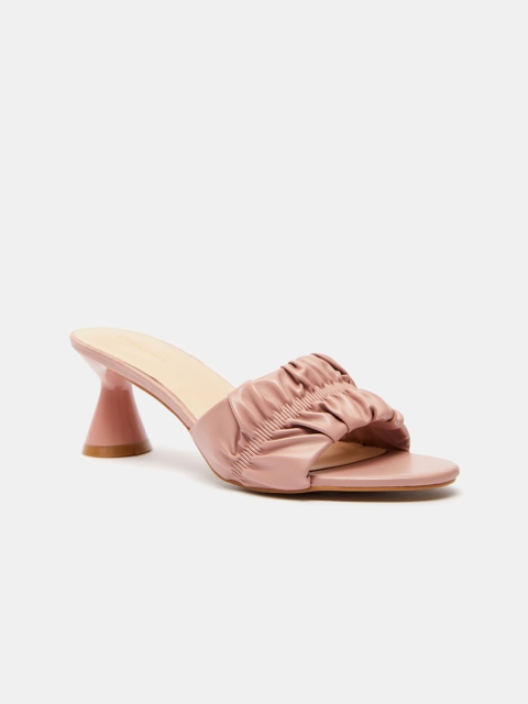 

shoexpress Pink PU Block Mules