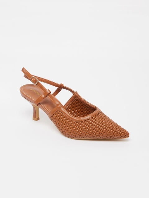 

shoexpress Brown Woven Design Kitten Pumps