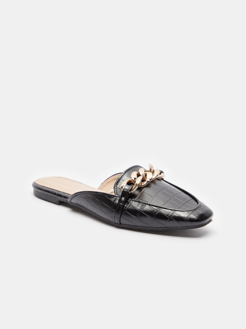 

shoexpress Women Black Textured Mules