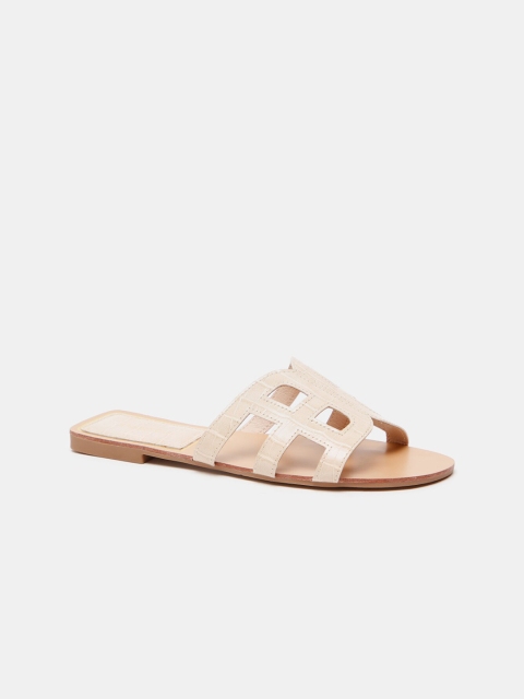 

shoexpress Women Beige Textured Open Toe Flats