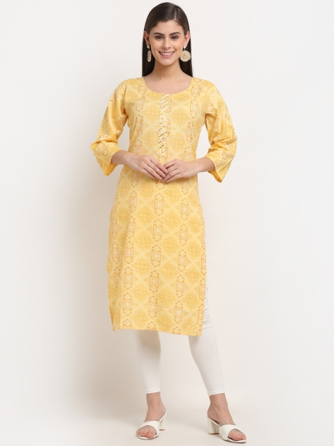 

Jinfo Women Yellow Kurtis