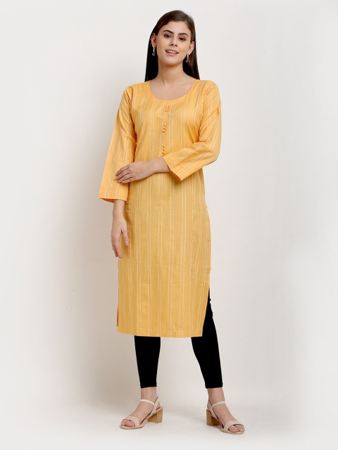 

Jinfo Women Yellow Organic Cotton Kurta