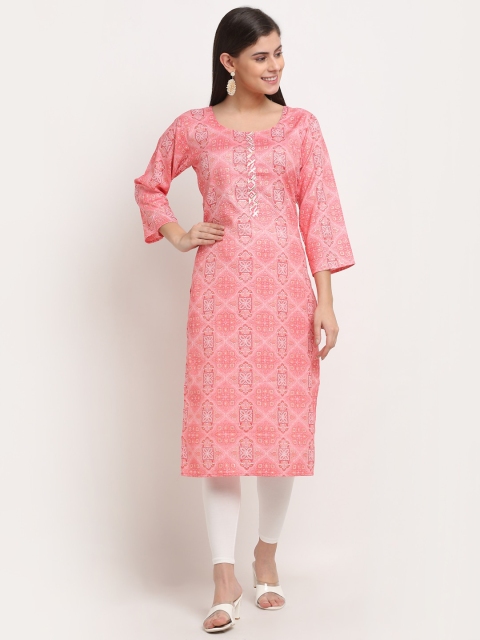 

Jinfo Women Orange Ethnic Motifs Printed Straight Kurta