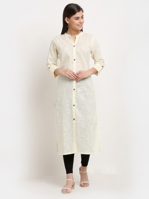 

Jinfo Women Off White Organic Cotton Kurta