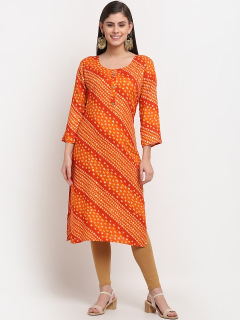 

Jinfo Women Orange Geometric Printed Kurta