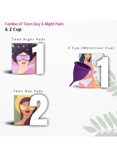 

LEMME BE Combo of Teen Day Night Pads & Z Cup, White