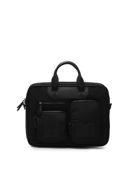 

Ted Baker Men Black Textured Leather Laptop Bag