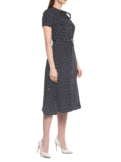 

Polo Ralph Lauren Women Navy Blue & White Polka Dots Printed Cotton Shirt Maxi Dress