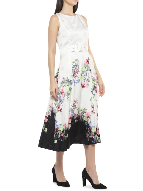 

Ted Baker Women White Floral Printed A-Line Midi Dress