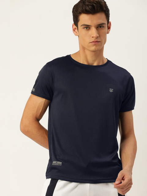 

Sports52 wear Men Navy Blue Colourblocked Training or Gym T-shirt