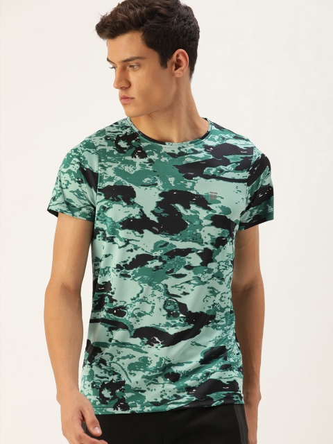 

Sports52 wear Men Sea Green & Black Abstract Print Applique Dry Fit Training T-shirt