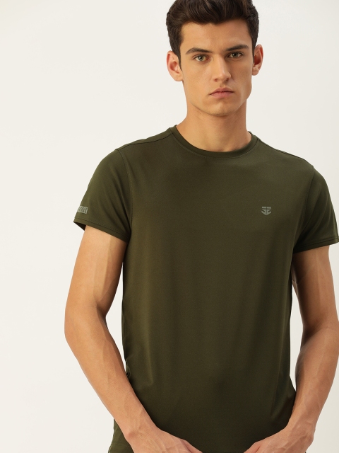 

Sports52 wear Men Olive Green Solid Training or Gym T-shirt