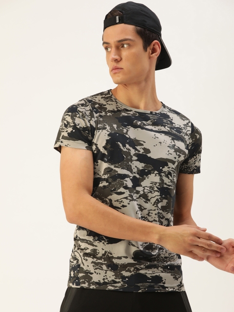 

Sports52 wear Men White & Olive Green Abstract Print Applique Dry Fit Training T-shirt