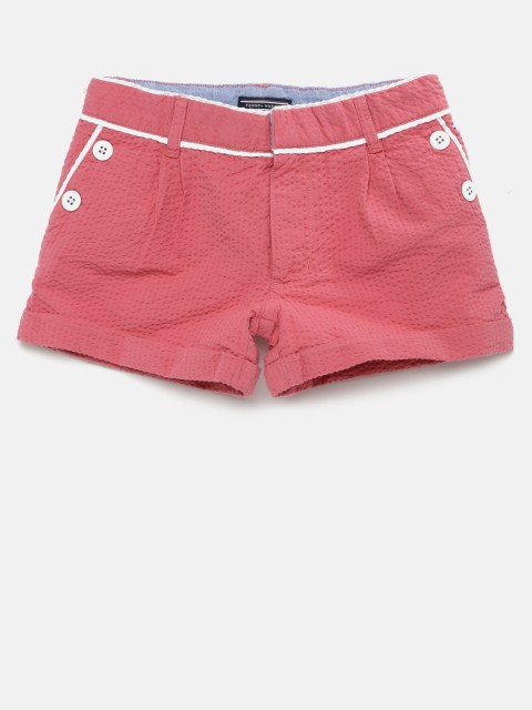 

Tommy Hilfiger Girls Pink Self-Design Shorts