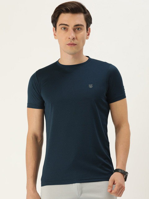 

Sports52 wear Men Navy Blue Self-Design T-shirt