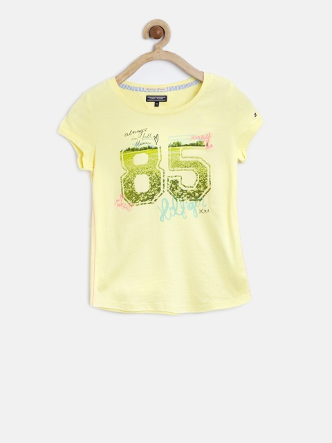

Tommy Hilfiger Girls Yellow Printed Round Neck T-shirt